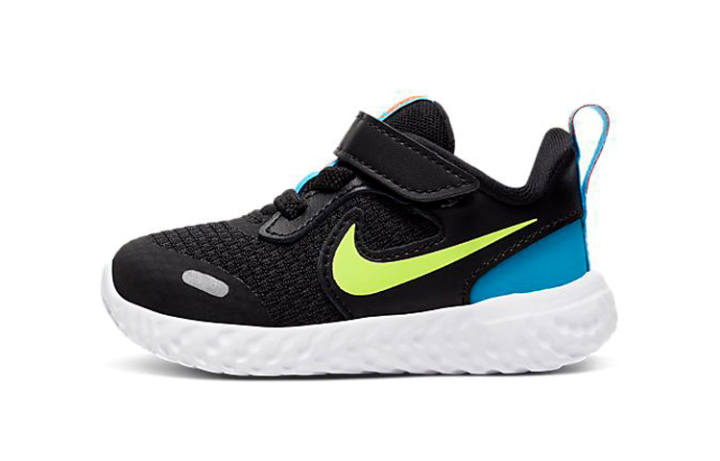 Nike Nike REVOLUTION 5 Comfortable Slip Resistant, Abrasion Resistant, Breathable Low top Toddler Shoes Black Green Blue