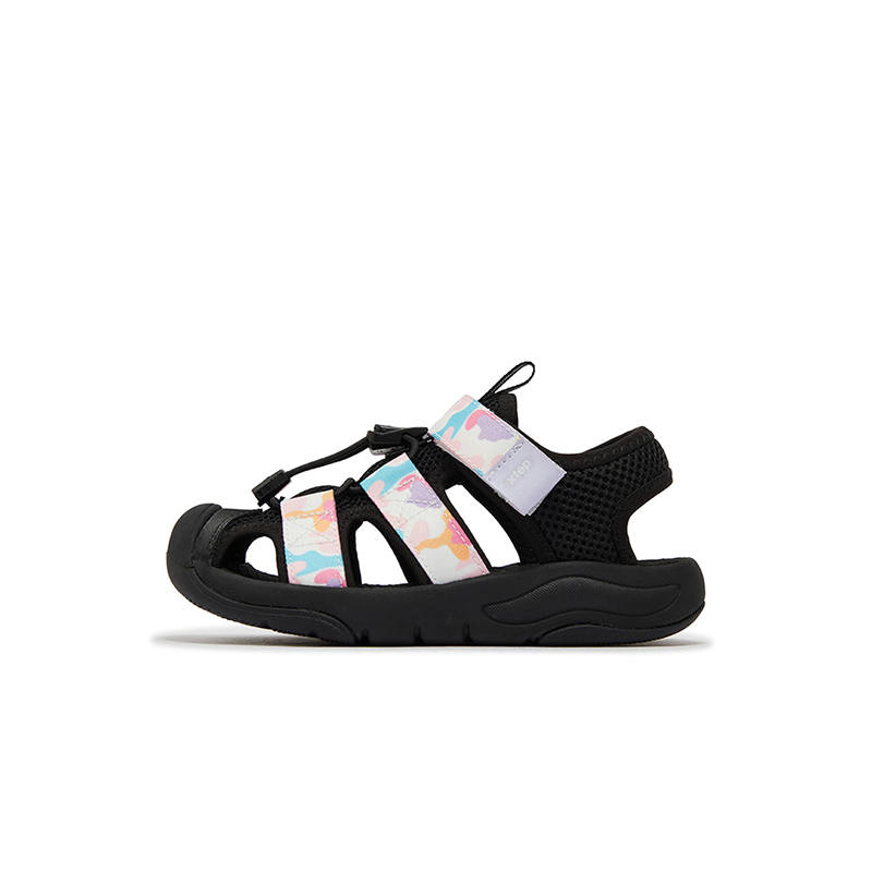 XTEP Slip Resistant And Breathable Low top Sandal Black Iris Purple Kids'