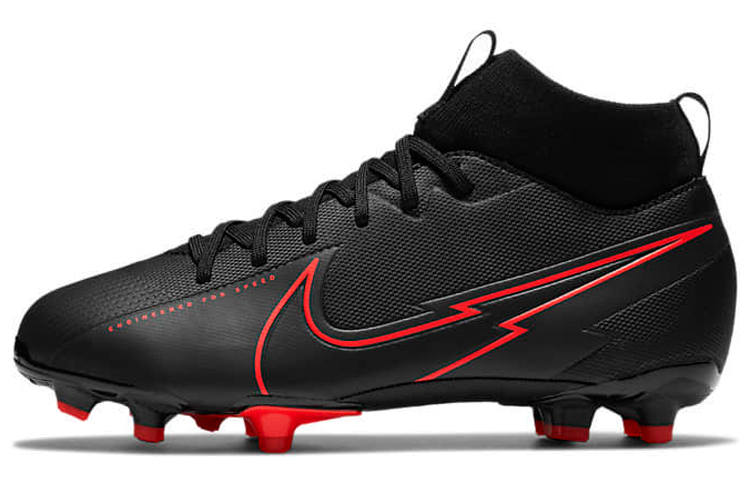 Nike Nike Mercurial Superfly 7 Assassin's Creed 13 Academy MG Slip Resistant Cushioning Mid top Kids' Soccer Shoes Black Red