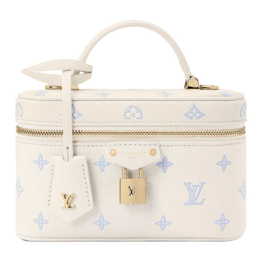 LOUIS VUITTON VanityCHAIN Grain Cow Leather Shoulder Bag, Crossbody Bag, Handbag Women's White & Blue