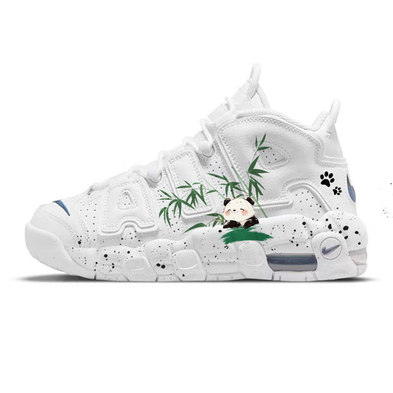 Nike Nike Air More Uptempo Synthetic Leather Mid top Children's Basketball Shoes White Teenagers