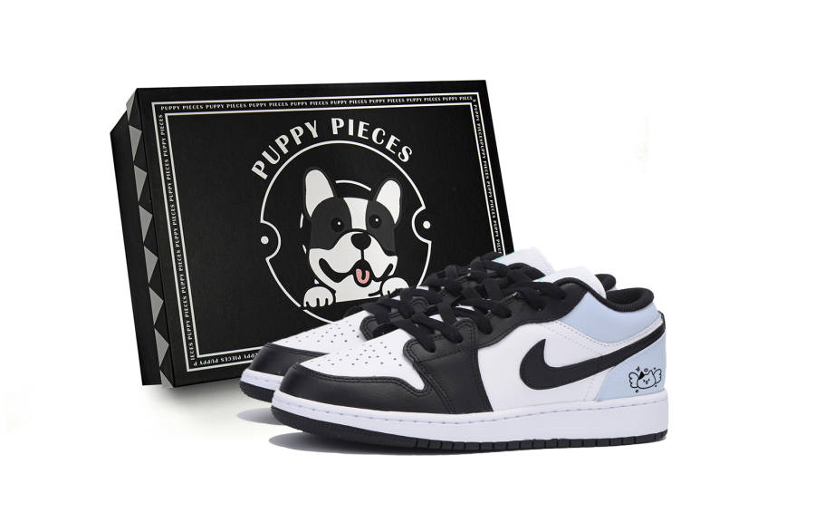 Jordan Jordan Air Jordan 1 Slip Resistant Low top Children's Basketball Shoes Black Blue Teenagers