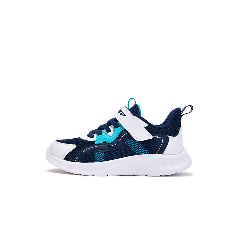 XTEP Slip Resistant Abrasion Resistant Low top Running Shoes Dark Blue New White Smart Blue Kids'