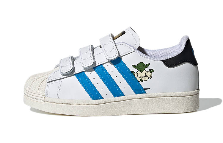 Adidas Originals SUPERSTAR CF C Casual Abrasion Resistant Low top Skateboard Shoes White Blue Black