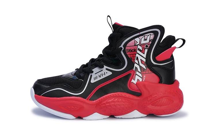 361°KIDS Cushioning Slip Resistant Cushioning Slip Resistant High top Children's Basketball Shoes Black Red Kids'