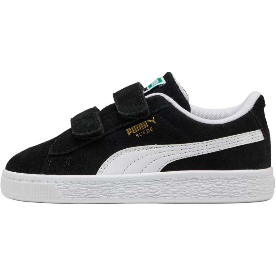 PUMA Suede Classic Comfortable Abrasion Resistant Low top Kids' Skateboarding Shoes Black White Kids'