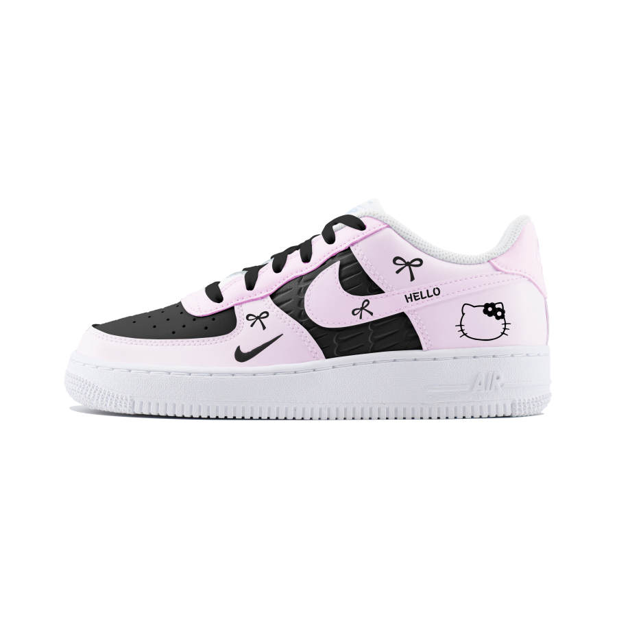 Nike Nike Air Force 1 Slip Resistant Abrasion Resistant Low top Kids' Skateboarding Shoes Pink Black Teenagers