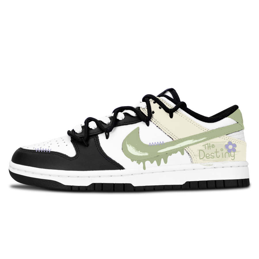Nike Nike Dunk Black White, Elegant Floral Trail Leather Slip Resistant Abrasion Resistant Slip Resistant Abrasion Resistant