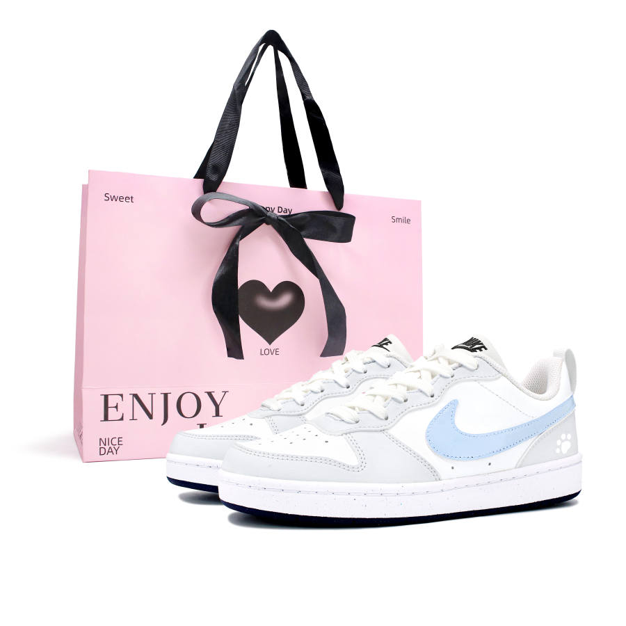 Nike Nike Court Borough Abrasion Resistant Abrasion Resistant Low top Kids' Skateboarding Shoes Blue White Gray Teenagers