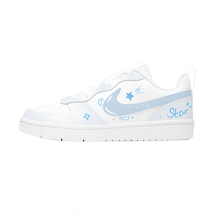 Nike Nike Court Borough Light Nebula Story Leather Low top Kids' Skateboarding Shoes Light Blue Unisex