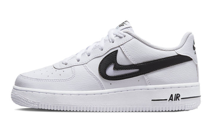 Nike Nike Air Force 1 Low Cut Out Swoosh White Black GS