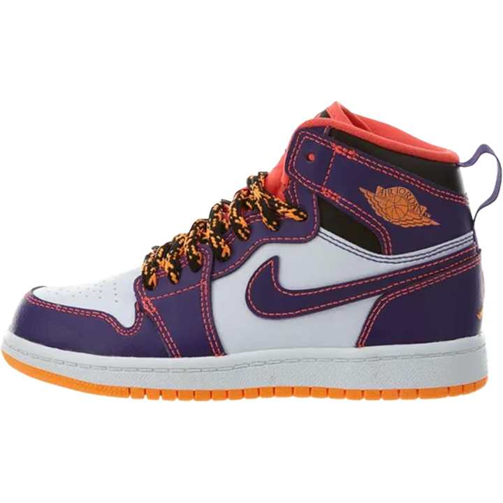 Jordan Jordan Air Jordan 1 Leather High top Skateboard Shoes Purple White Kids'