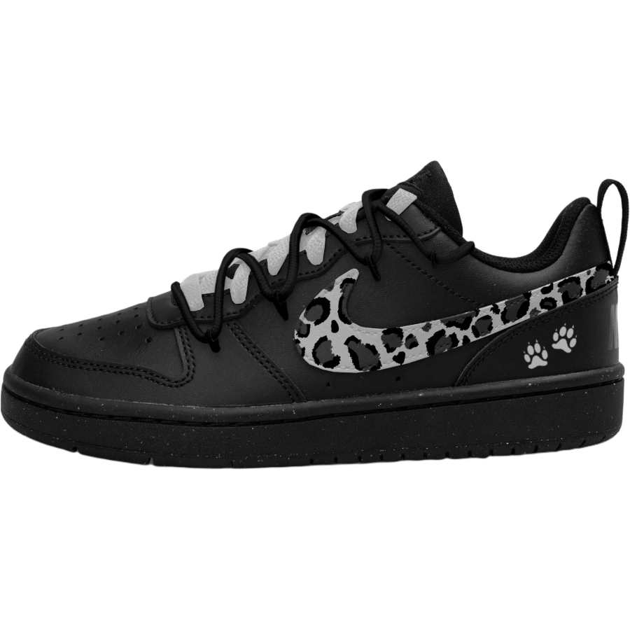 Nike Nike Court Borough Leopard Print Deconstruction Low top Kids' Skateboarding Shoes Black Gray Teenagers