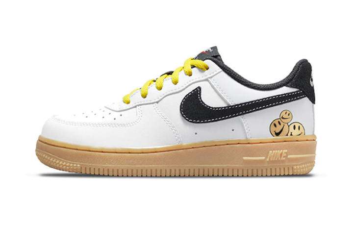 Nike Nike Air Force 1 Abrasion Resistant Abrasion Resistant Low top Skateboard Shoes White Black Children Aged 3 7 Years Old