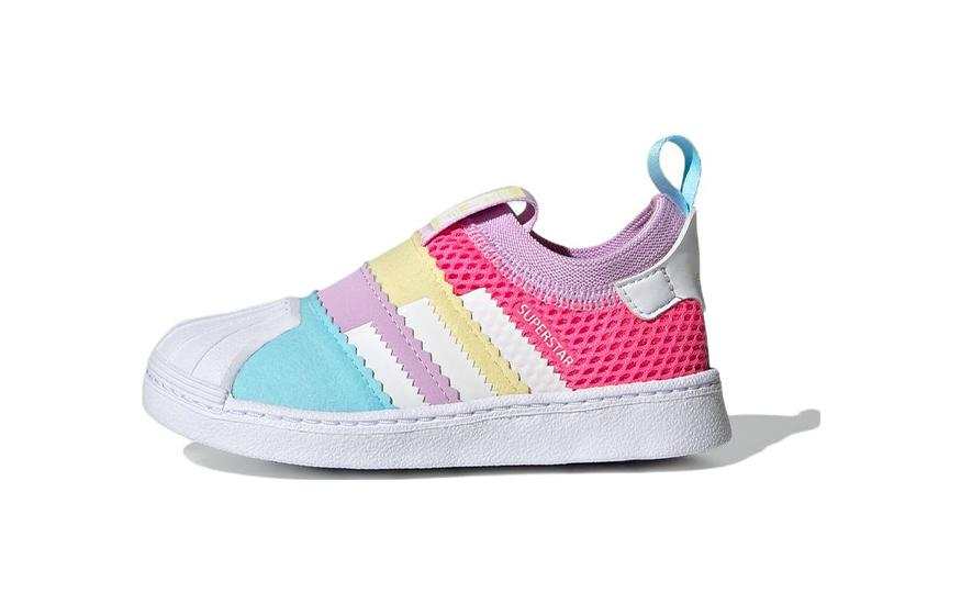 Adidas Originals SUPERSTAR 360 Abrasion Resistant Abrasion Resistant Low top Toddler Shoes White Blue Purple