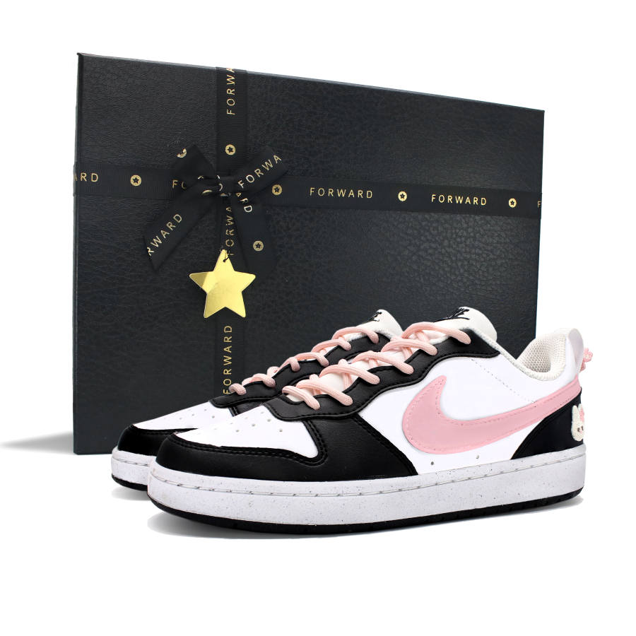Nike Nike Court Borough Slip Resistant Abrasion Resistant Low top Kids' Skateboarding Shoes Pink White Black Teenagers