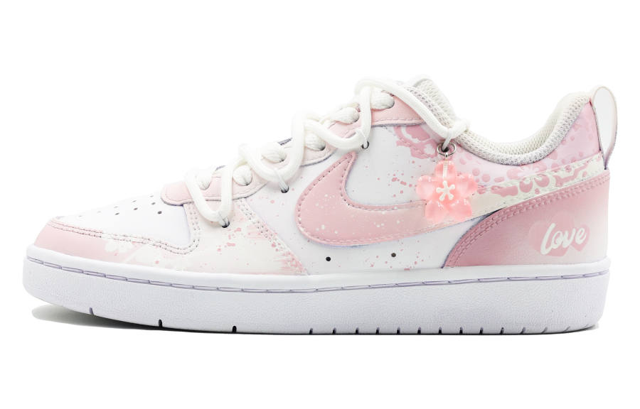 Nike Nike Court Borough Low 2 Leather Slip Resistant Abrasion Resistant Low top Kids' Skateboarding Shoes Pink Unisex