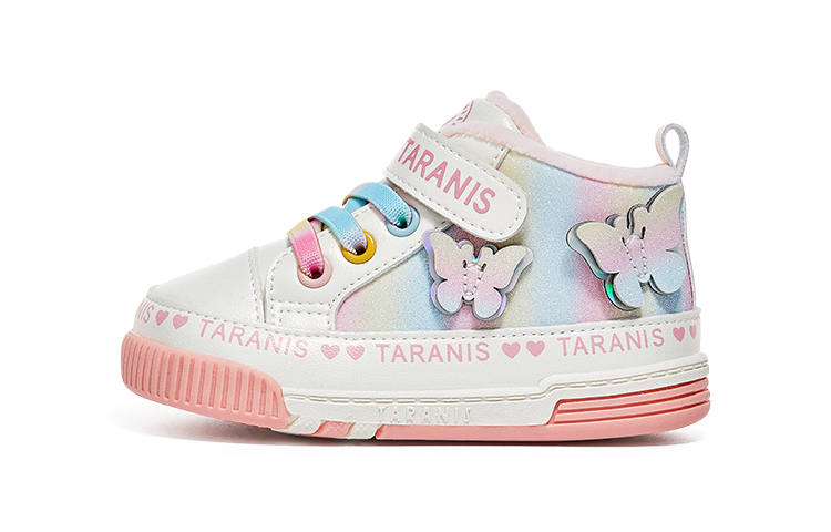 TARANIS Fleece Lined Thermal Comfortable Soft Sole Mid top Toddler Shoes Multicolor/White Infant And Toddler