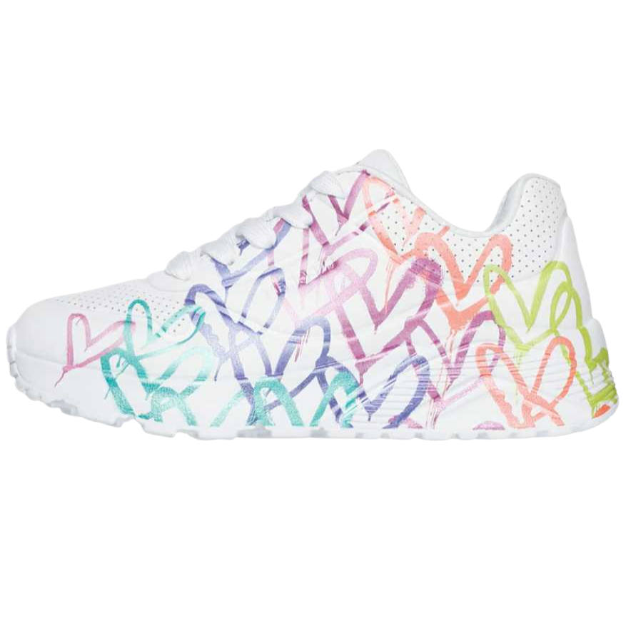 Skechers Kids JGoldcrown Uno Lite Metallic Joy x Skechers Kids Low top Kids Lifestyle Shoes White Children Aged 3 7 Years Old