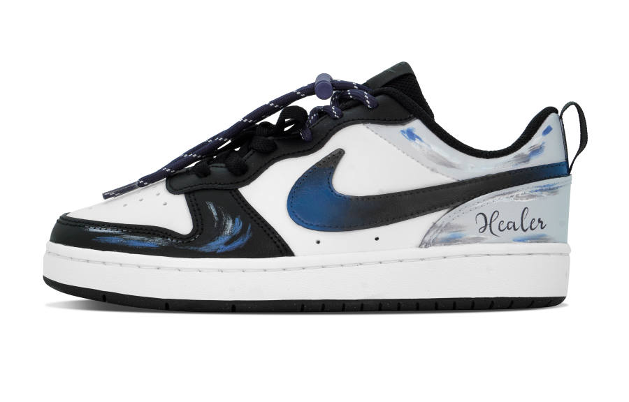 Nike Nike Court Borough Bondi Coast Leather Slip Resistant Abrasion Resistant Low top Skateboard Shoes Black Blue Kids'