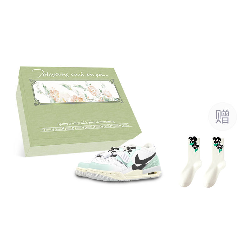 Jordan Jordan Legacy 312 Slip Resistant Abrasion Resistant Low top Children's Basketball Shoes White Green Black Teenagers