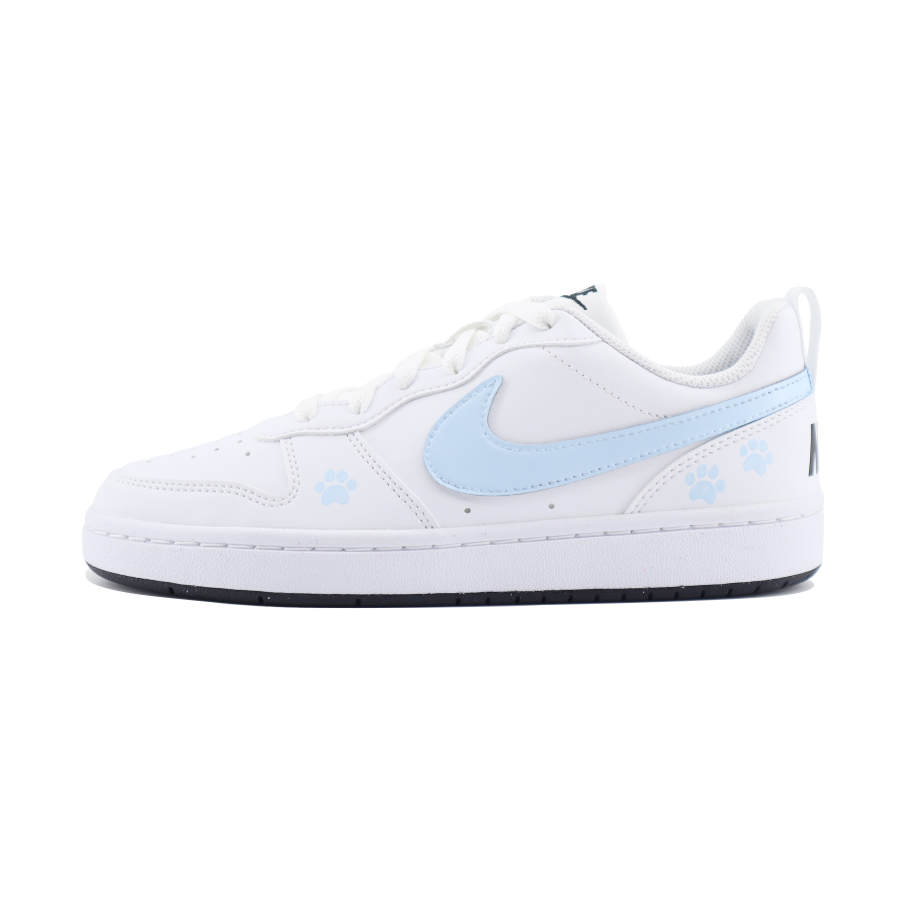 Nike Nike Court Borough Synthetic Leather Slip Resistant Abrasion Resistant Low top Kids' Skateboarding Shoes White Blue