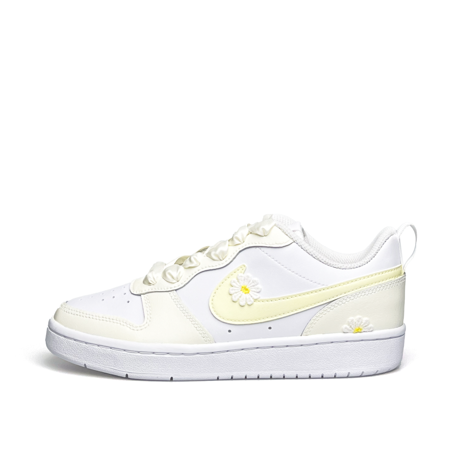 Nike Nike Court Borough Low 2 Leather Breathable Low top Kids' Skateboarding Shoes White Teenagers