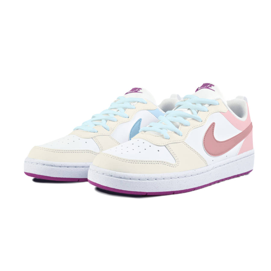 Nike Nike Court Borough Slip Resistant Abrasion Resistant Low top Kids' Skateboarding Shoes White Teenagers
