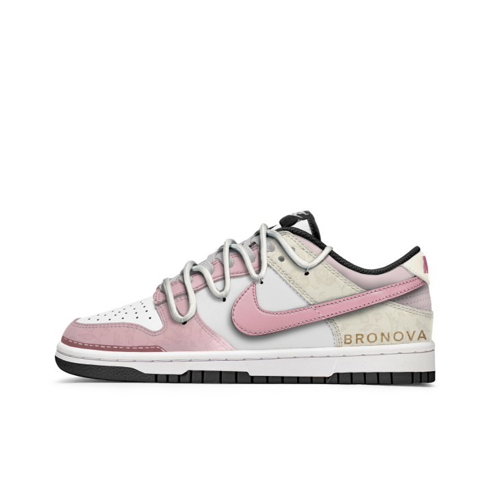Nike Nike Dunk Butter Strawberry Graffiti Slip Resistant Abrasion Resistant Low top Kids' Skateboarding Shoes Pink White