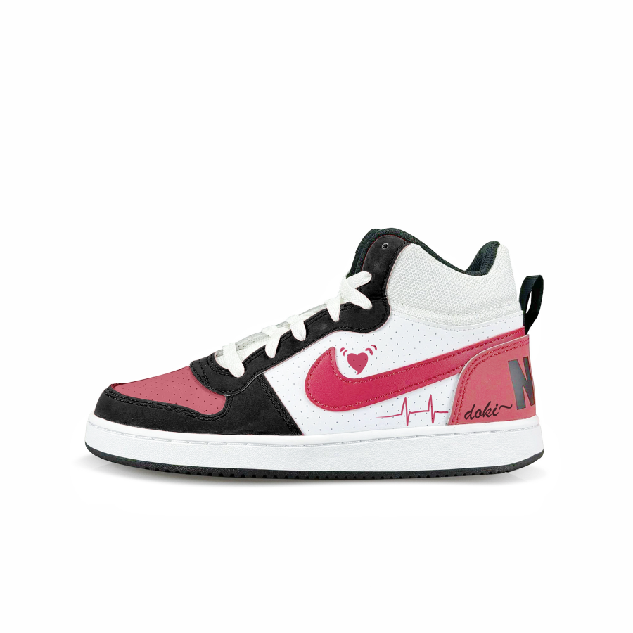 Nike Nike Court Borough Heart Signal Synthetic Leather Slip Resistant High top Skateboard Shoes Red Kids'
