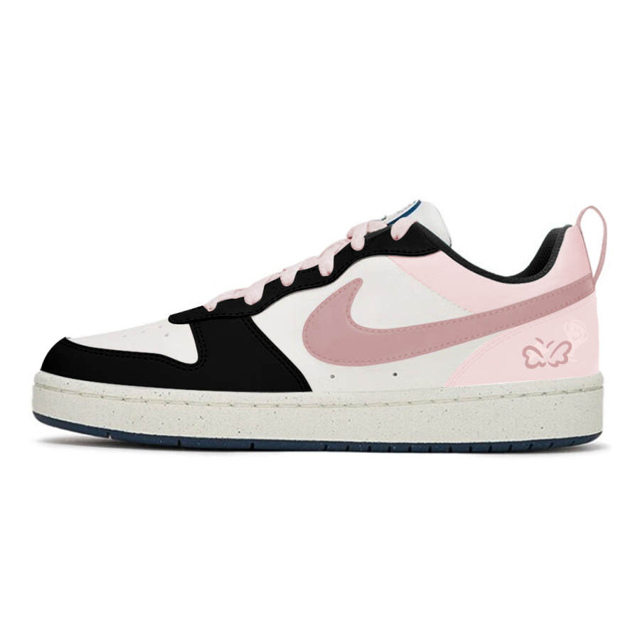 Nike Nike Court Borough Synthetic Leather Slip Resistant Abrasion Resistant Low top Kids' Skateboarding Shoes Black Pink