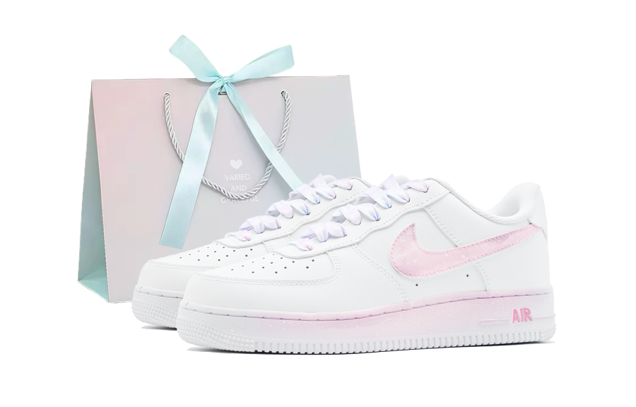 Nike Nike Air Force 1 Pink Mist Rain Flower Low top Skateboard Shoes Women's Pink White