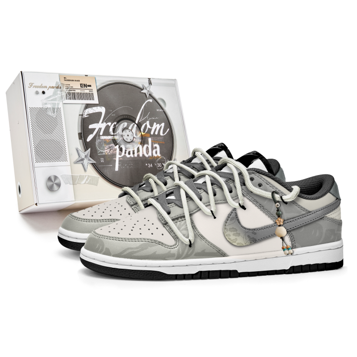 Nike Nike Dunk Natural Empty Mountain Slip Resistant Abrasion Resistant Low top Kids' Skateboarding Shoes Gray White