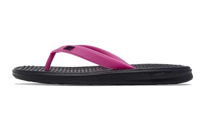 Nike Nike Solay Thong Synthetic Leather Abrasion Resistant Abrasion Resistant Slippers Black Purple Kids'