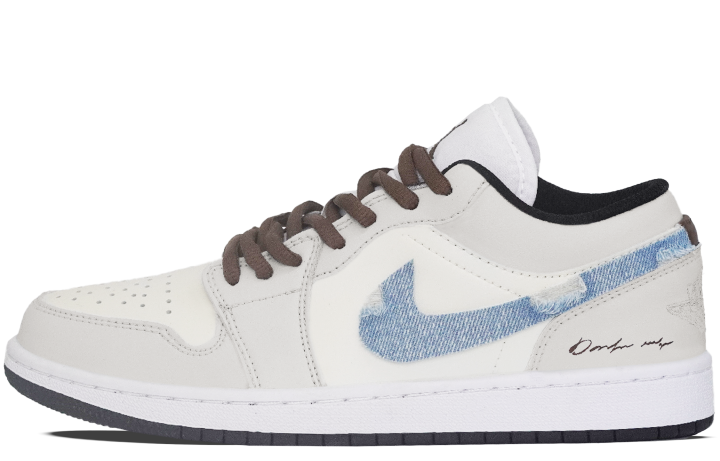 Jordan Jordan Air Jordan 1 Leather Low top Kids' Skateboarding Shoes Ecru Gray Teenagers
