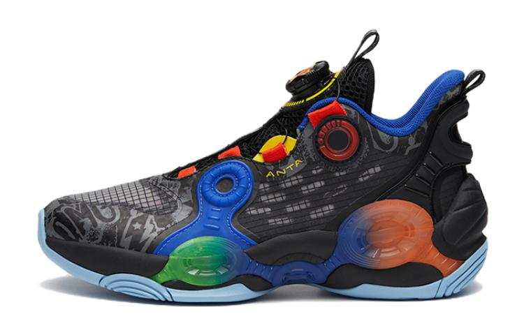 Antakids Slip Resistant Abrasion Resistant Mid top Basketball Shoes Black Gray Orange Unisex