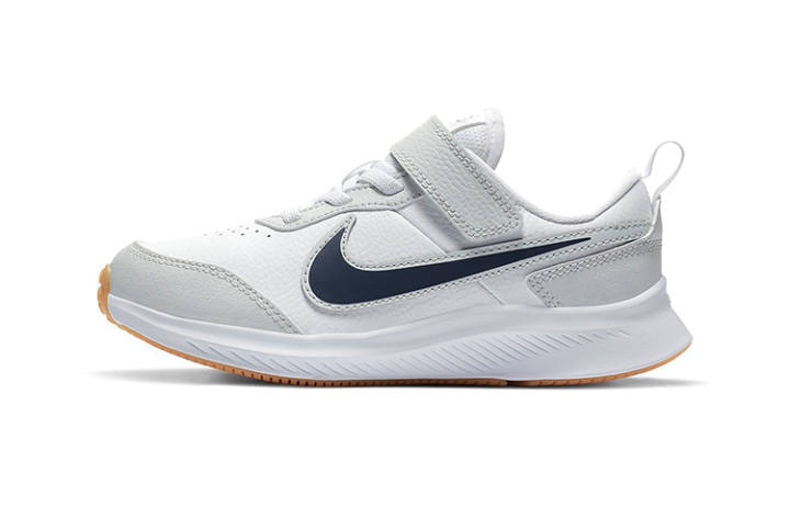 Nike Nike Varsity Leather Hook and loop Low top Sports Casual Shoes Gray Black Children Aged 3 7 Years Old