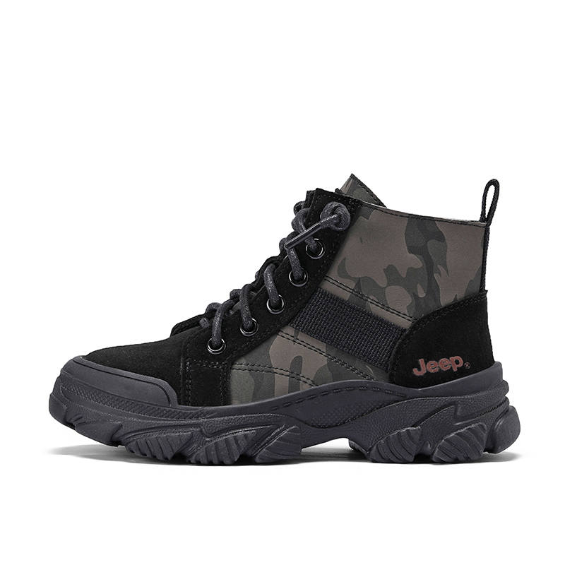 Jeep Cow Suede Low Shaft Kids' Boots Black Kids'