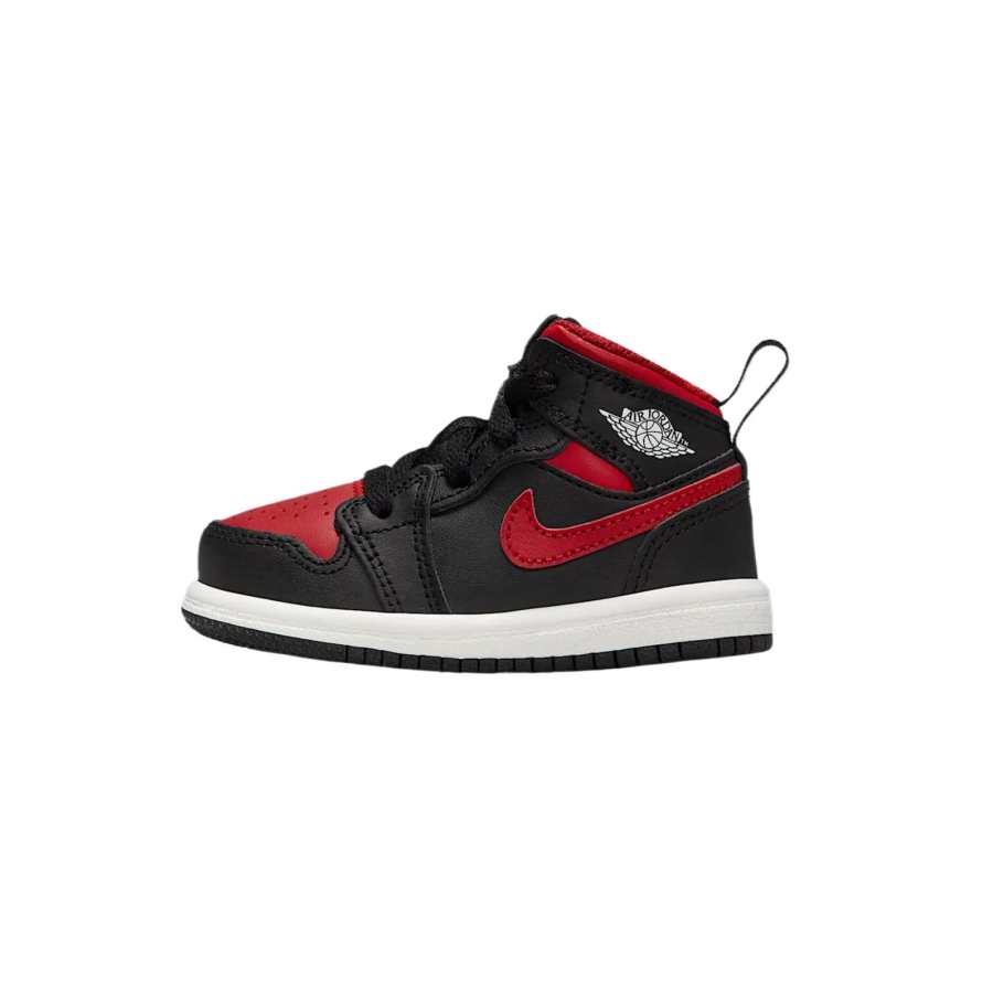 Jordan Jordan 1 Slip Resistant Abrasion Resistant Toddler Shoes Black/Peak White/University Red Infant And Toddler