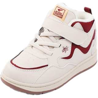 Dr.Kong Comfortable Slip Resistant Abrasion Resistant Mid top Kids' Skateboarding Shoes Beige Red Kids'
