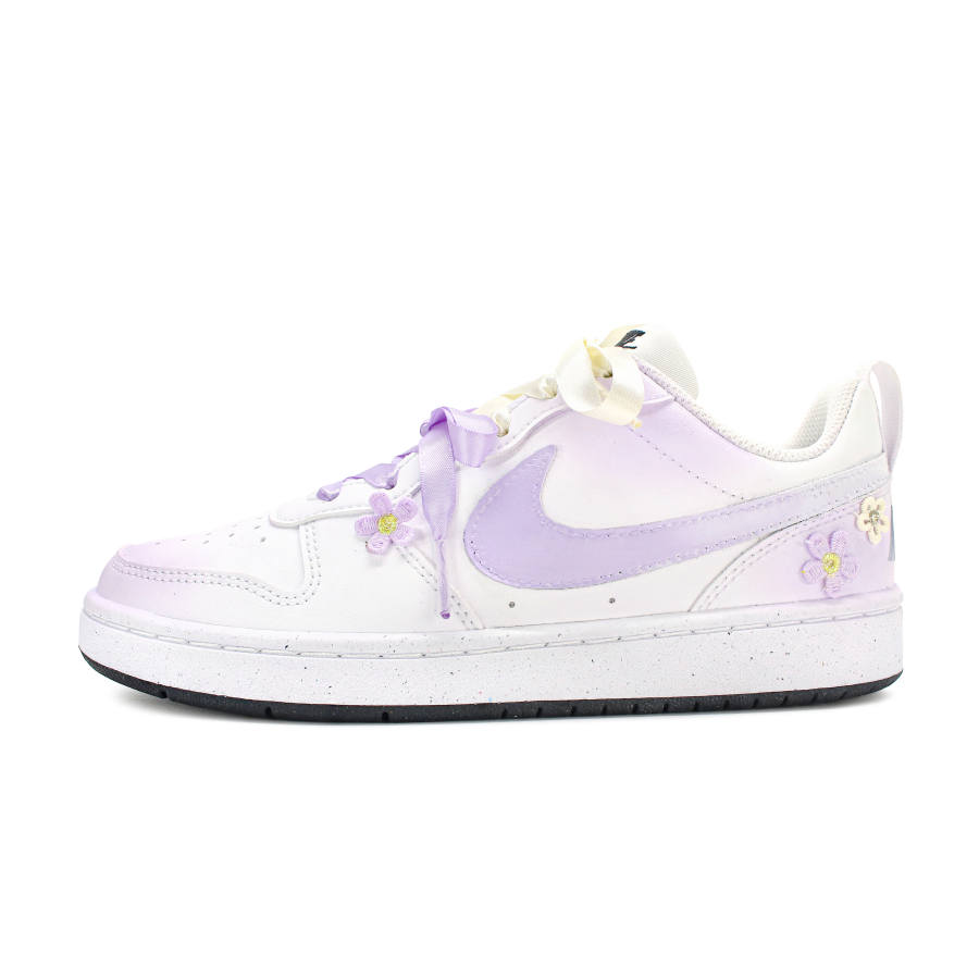 Nike Nike Court Borough Slip Resistant Abrasion Resistant Low top Kids' Skateboarding Shoes Purple White Teenagers