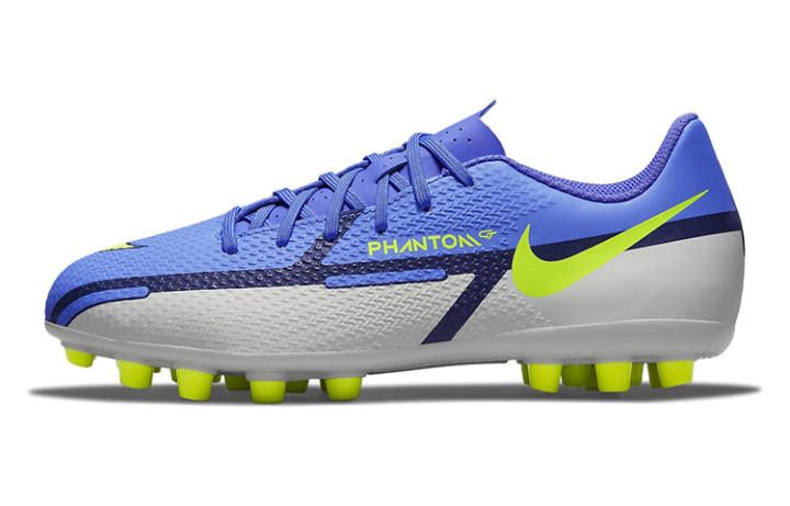 Nike Nike Phantom GT Synthetic Leather Slip Resistant Cushioning Abrasion Resistant Low top Soccer Shoes Gray Blue Kids'