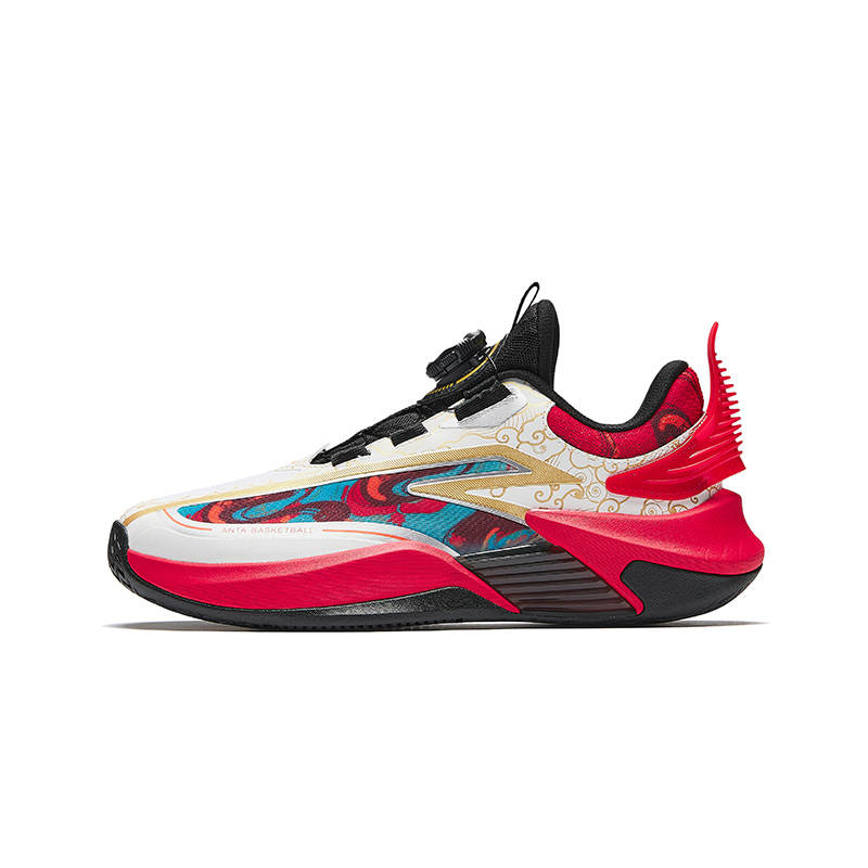 Antakids Qing Kuang Fabric Low top Basketball Shoes White Red 33 42 Teenagers