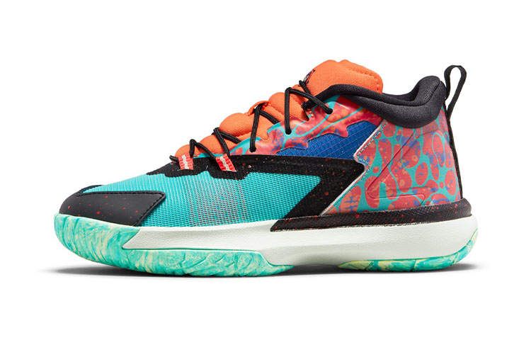 Jordan Jordan Zion 1 Zion Mid top Performance Basketball Shoes Orange Green Children Aged 3 7 Years Old