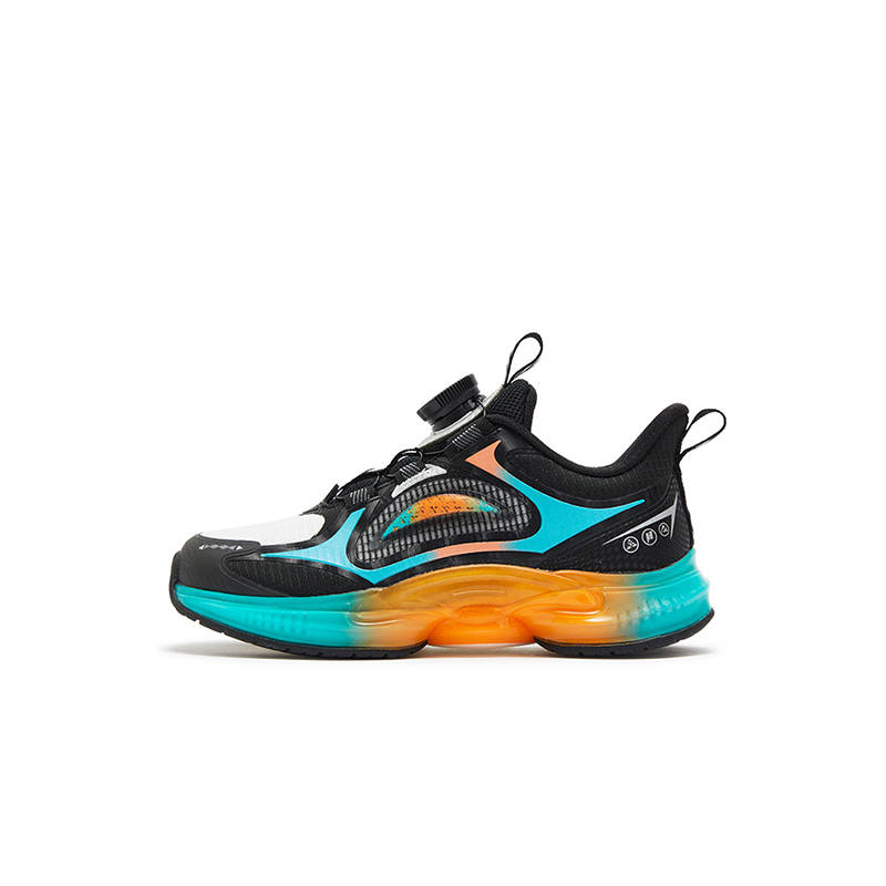 XTEP Slip Resistant Abrasion Resistant Low top Kids' Running Shoes Black Emerald Blue Kids'