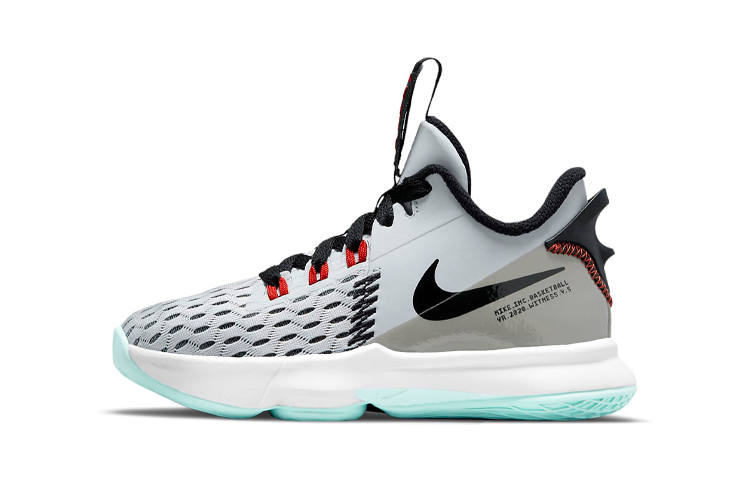 Nike Nike Witness 5 LeBron James Low top Performance Basketball Shoes Gray Black Blue Children Aged 3 7 Years Old