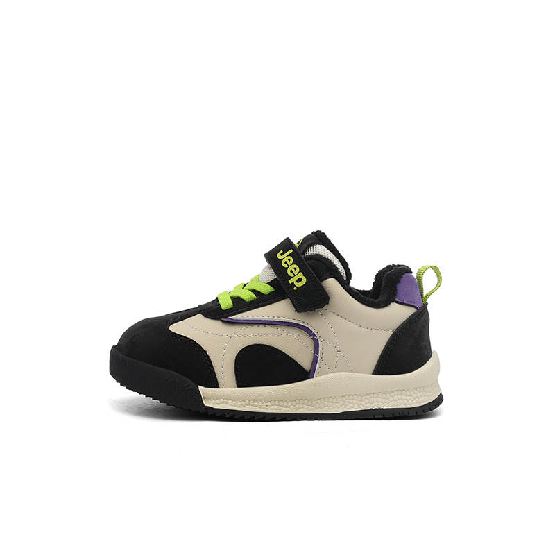 Jeep Synthetic Leather Kids Lifestyle Shoes Abyss Black/Milk Tea Brown Children Aged 3 7 Years Old