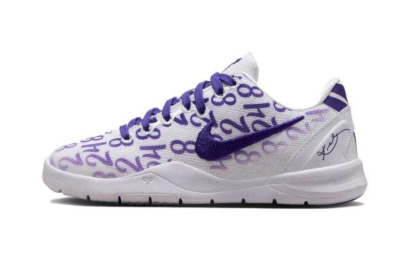 Nike Nike Kobe 8 Low top Children's Basketball Shoes White Purple Kids'