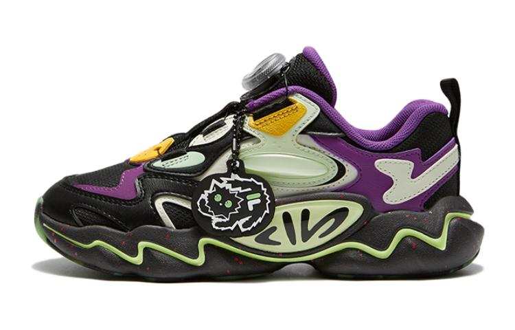 FILA KIDS Boa Cushioning, Wear Resistant Mid top Kids' Running Shoes Black Purple Teenagers