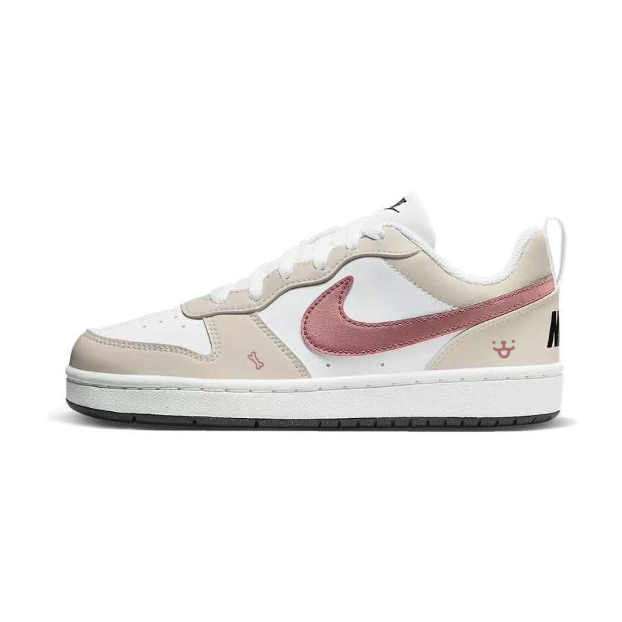 Nike Nike Court Borough Cream Apricot Powder Synthetic Leather Abrasion Resistant Low top Kids' Skateboarding Shoes Apricot